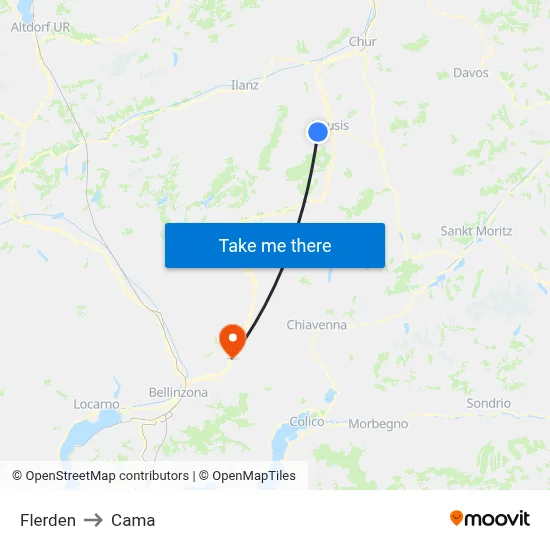 Flerden to Cama map