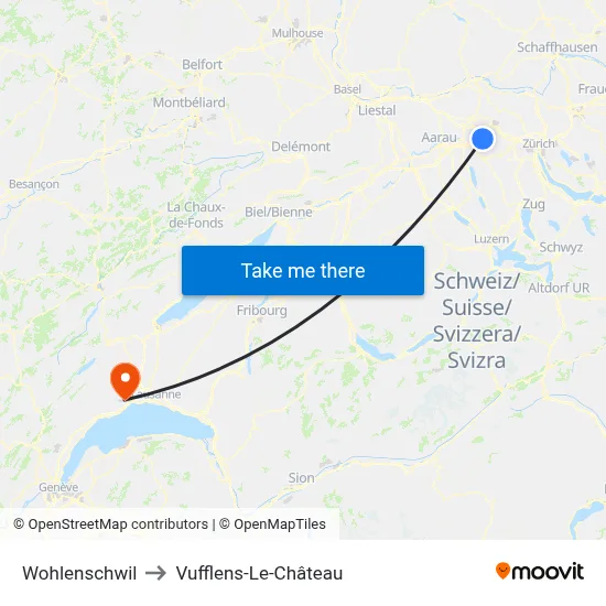 Wohlenschwil to Vufflens-Le-Château map