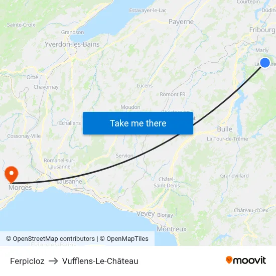 Ferpicloz to Vufflens-Le-Château map