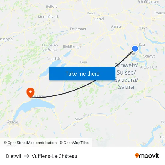 Dietwil to Vufflens-Le-Château map