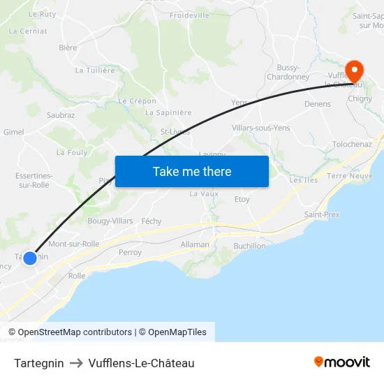 Tartegnin to Vufflens-Le-Château map