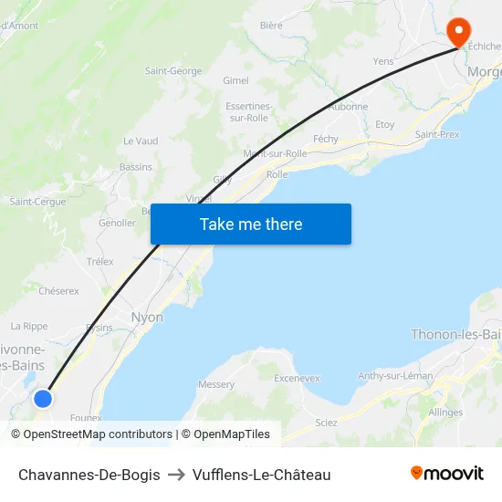 Chavannes-De-Bogis to Vufflens-Le-Château map