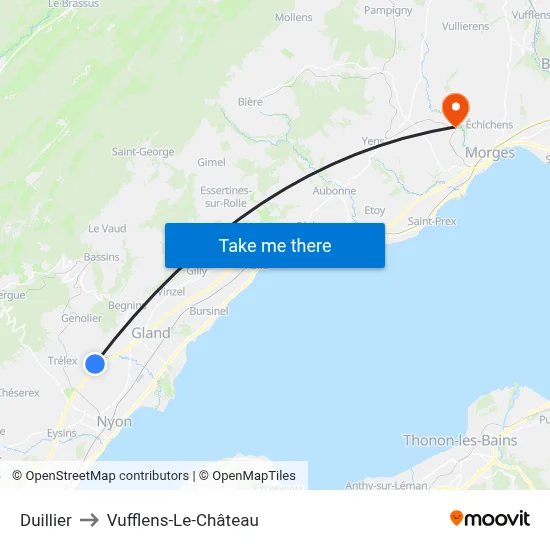 Duillier to Vufflens-Le-Château map