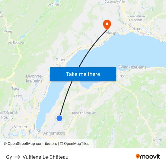 Gy to Vufflens-Le-Château map