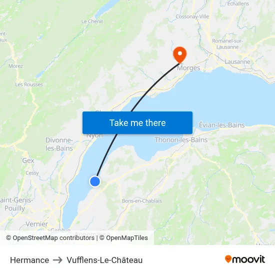 Hermance to Vufflens-Le-Château map