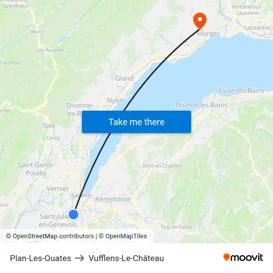 Plan-Les-Ouates to Vufflens-Le-Château map