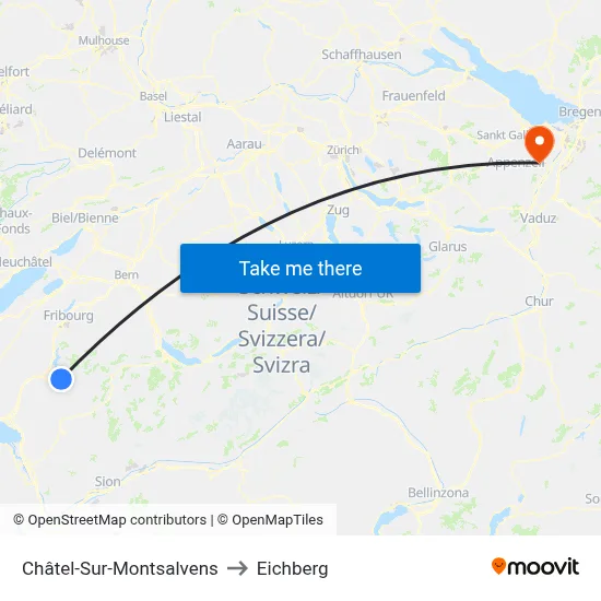 Châtel-Sur-Montsalvens to Eichberg map