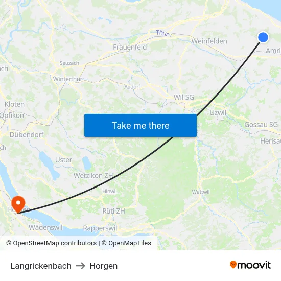Langrickenbach to Horgen map