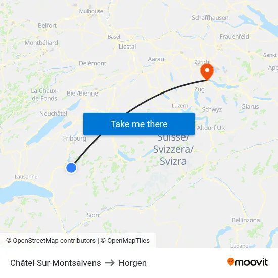 Châtel-Sur-Montsalvens to Horgen map