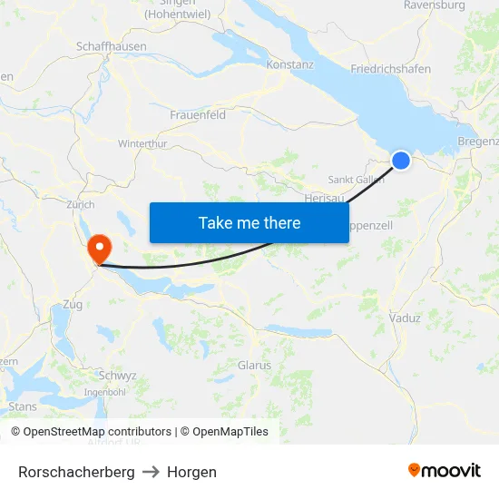 Rorschacherberg to Horgen map