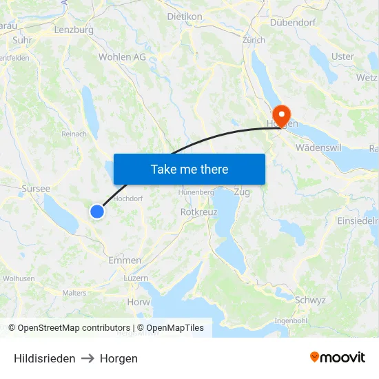 Hildisrieden to Horgen map