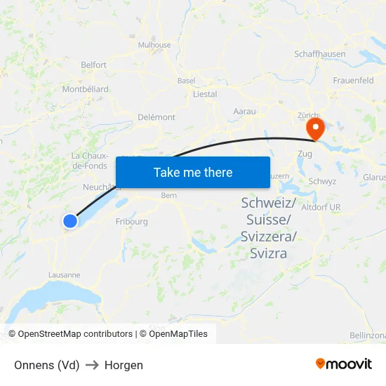 Onnens (Vd) to Horgen map