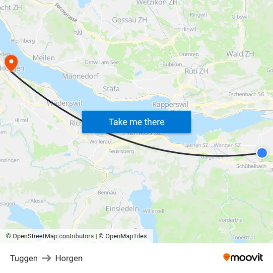 Tuggen to Horgen map