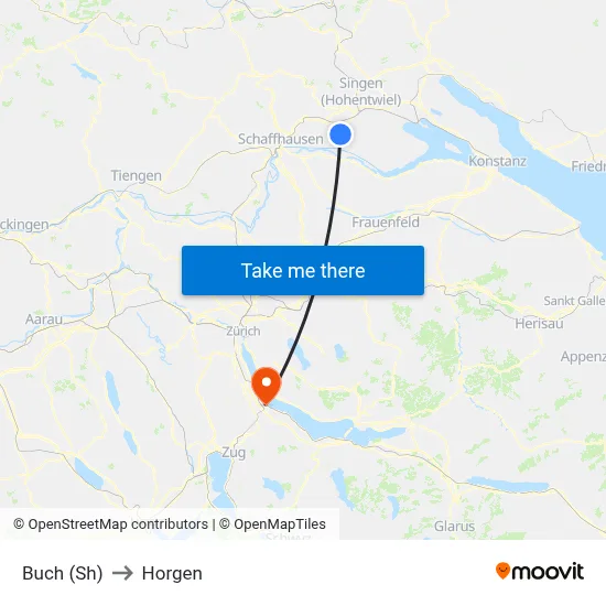 Buch (Sh) to Horgen map