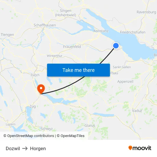 Dozwil to Horgen map