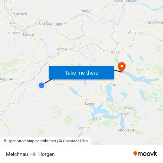 Melchnau to Horgen map
