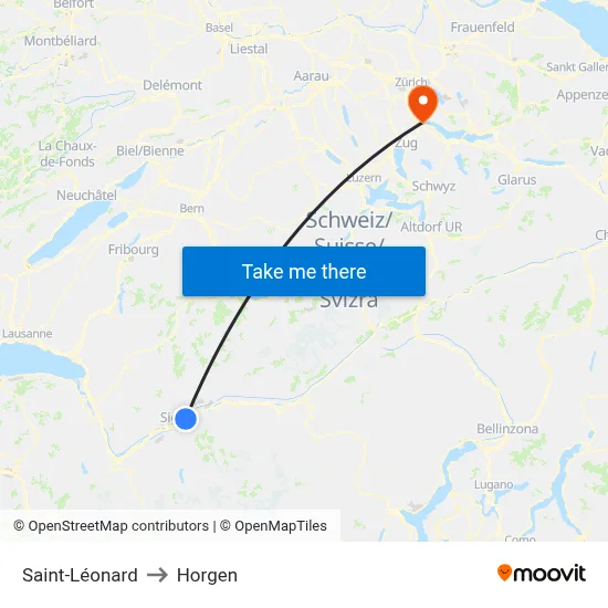 Saint-Léonard to Horgen map