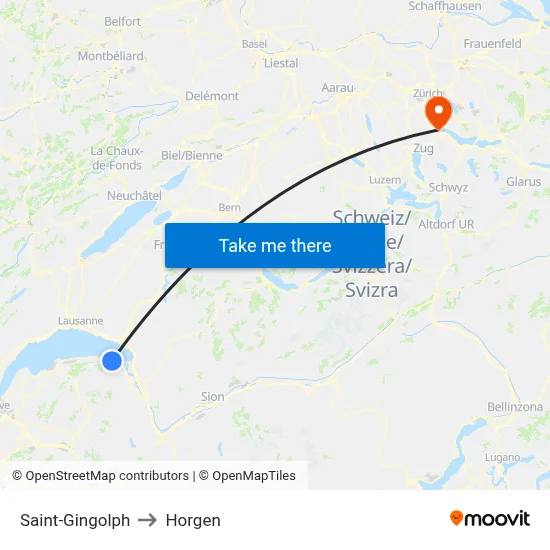 Saint-Gingolph to Horgen map