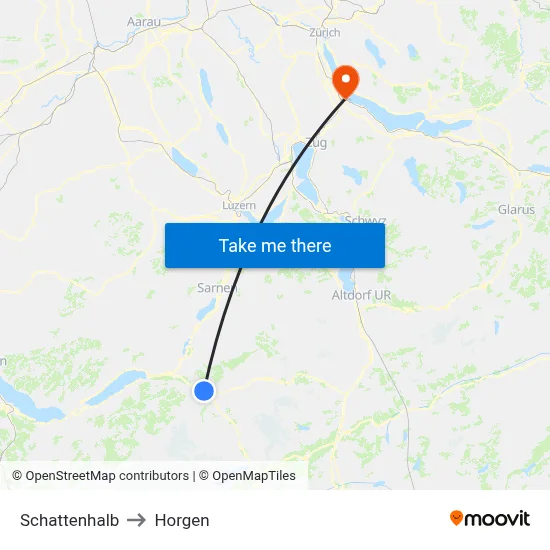 Schattenhalb to Horgen map