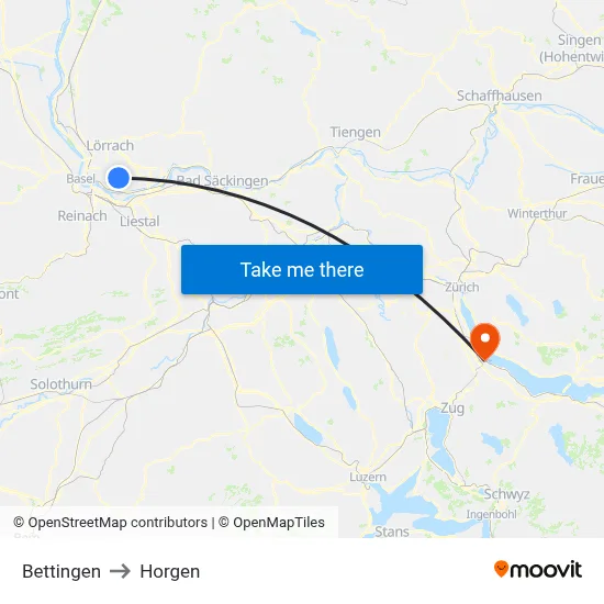 Bettingen to Horgen map