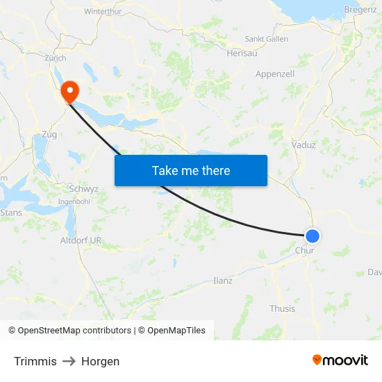 Trimmis to Horgen map