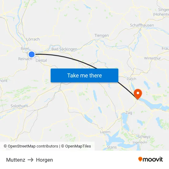 Muttenz to Horgen map