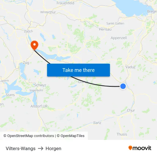 Vilters-Wangs to Horgen map