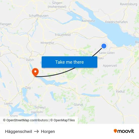 Häggenschwil to Horgen map