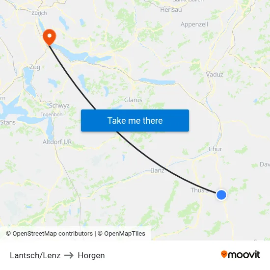 Lantsch/Lenz to Horgen map