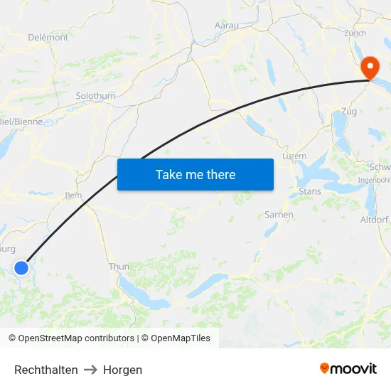 Rechthalten to Horgen map