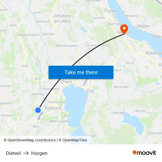 Dietwil to Horgen map