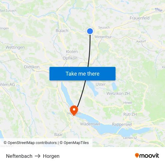 Neftenbach to Horgen map