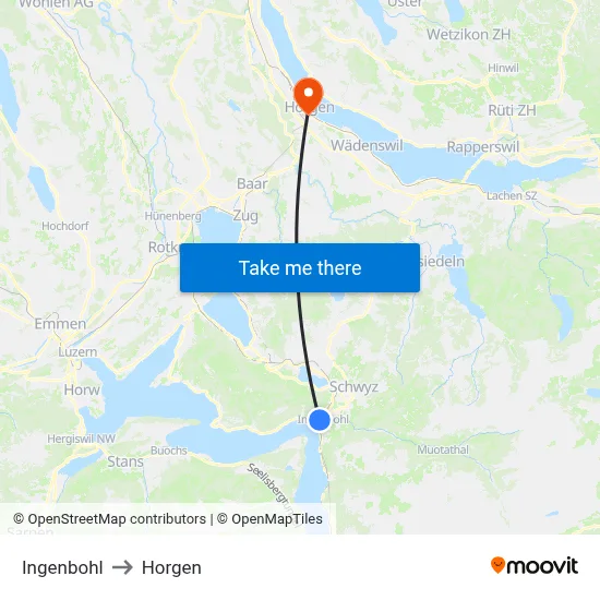 Ingenbohl to Horgen map