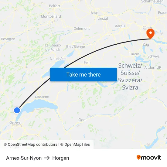 Arnex-Sur-Nyon to Horgen map