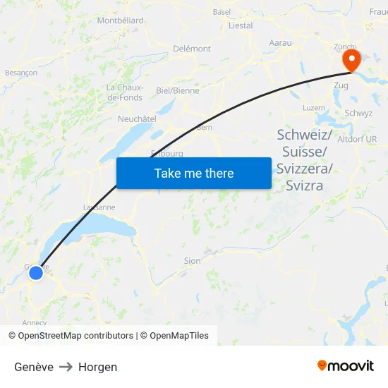 Genève to Horgen map