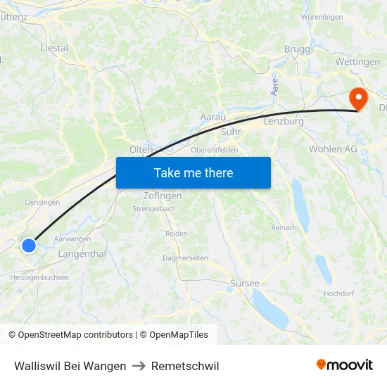 Walliswil Bei Wangen to Remetschwil map
