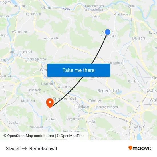 Stadel to Remetschwil map
