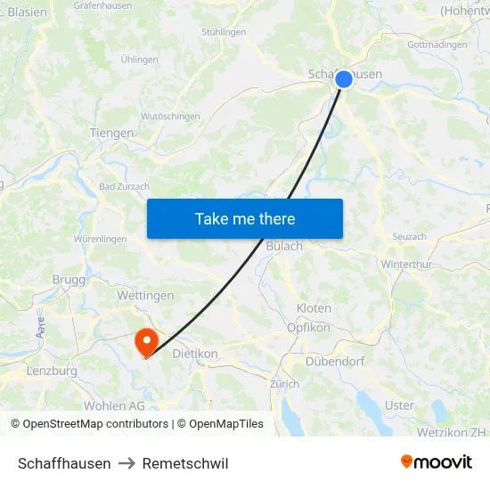 Schaffhausen to Remetschwil map