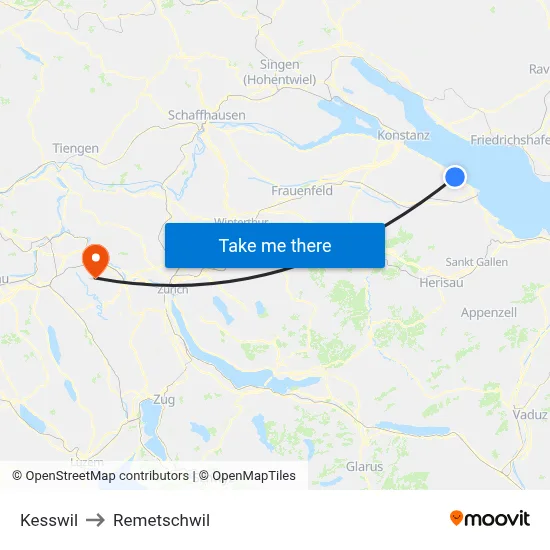Kesswil to Remetschwil map
