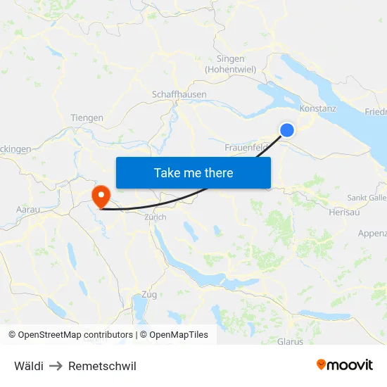 Wäldi to Remetschwil map
