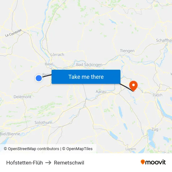 Hofstetten-Flüh to Remetschwil map