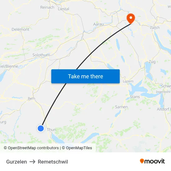 Gurzelen to Remetschwil map