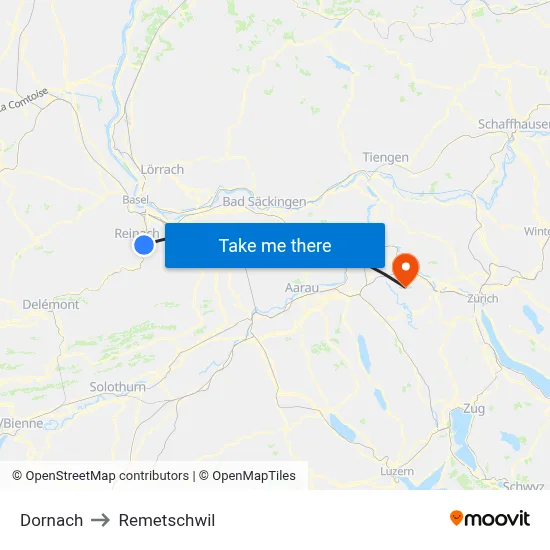 Dornach to Remetschwil map