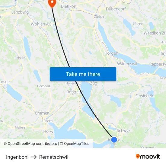 Ingenbohl to Remetschwil map