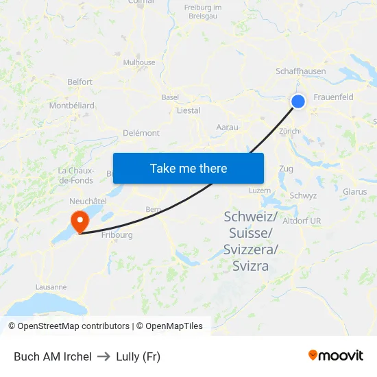 Buch AM Irchel to Lully (Fr) map