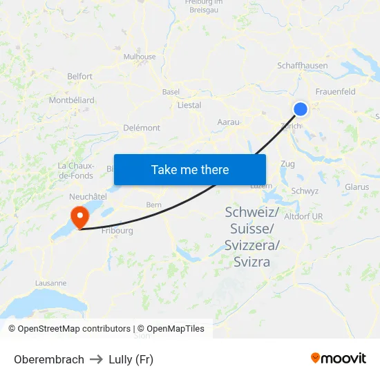 Oberembrach to Lully (Fr) map