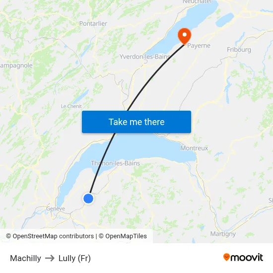 Machilly to Lully (Fr) map
