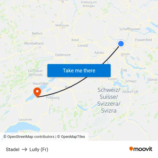 Stadel to Lully (Fr) map