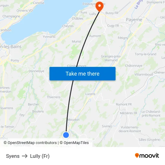 Syens to Lully (Fr) map