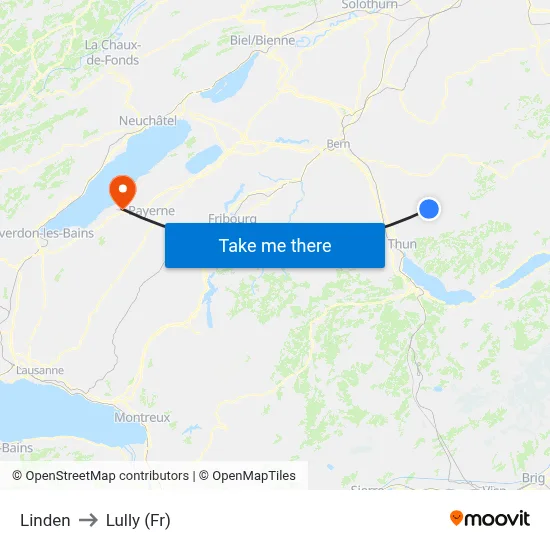 Linden to Lully (Fr) map